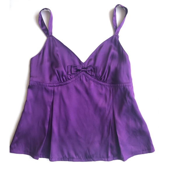 GAP Tops - NEW GAP Purple Bow Silk Babydoll Cami Top